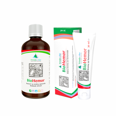BioHemor Set za hemoroide - prirodne biljne kapi i krema za uvećane i bolne hemoroide