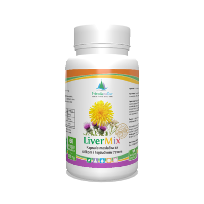 LiverMix kapsule maslačka, čička i hajdučke trave za jetru i visok šećer u krvi 60 x 500 mg