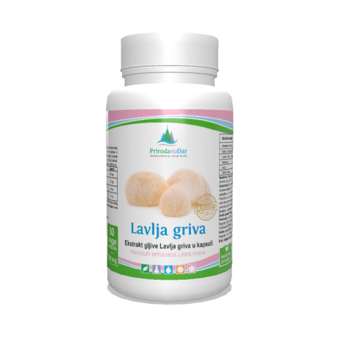 Lavlja griva gljiva (Hericium erinaceus) – lekovita pečurka u kapsulama sa 30% beta glukana 60x 500 mg